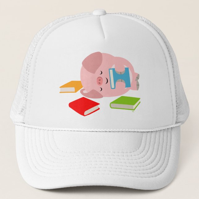 The Little Book Lover (Cartoon Pig) Hat (Front)