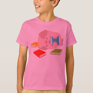 The Little Book Lover (Cartoon Pig) Kids T-Shirt