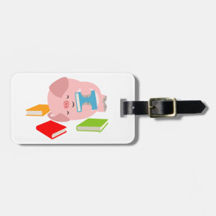 The Little Book Lover (Cartoon Pig) Luggage Tag
