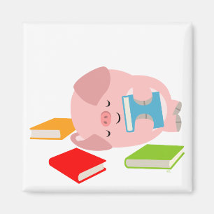 The Little Book Lover (Cute Cartoon Pig) Magnet