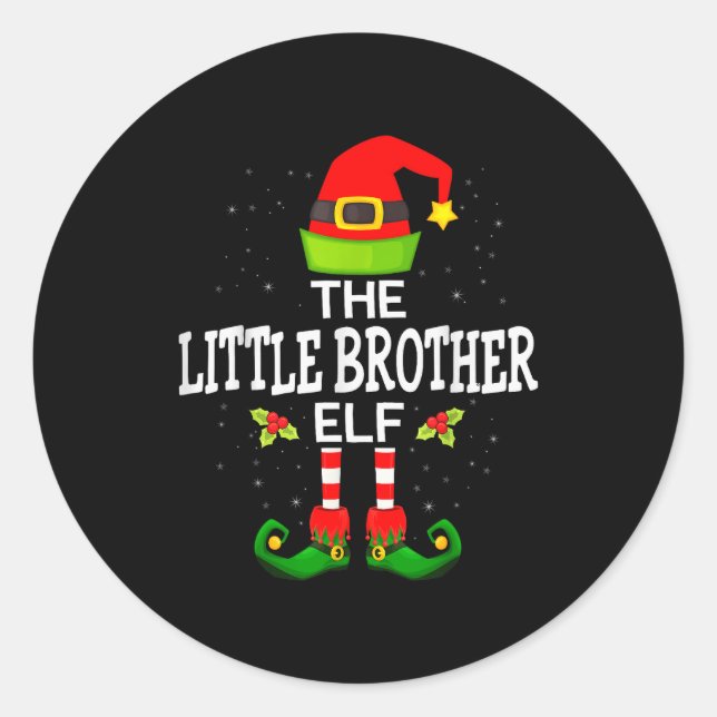 The Little Brother Elf Christmas Family Matching P Classic Round Sticker (Front)