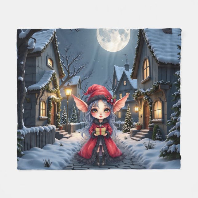 The Little Christmas Messenger.  Fleece Blanket (Front (Horizontal))