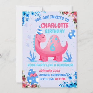 The little dinosaur wants to party with his friend invitation