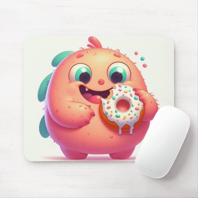"The little donut-eating monster" Mouse Mat (With Mouse)
