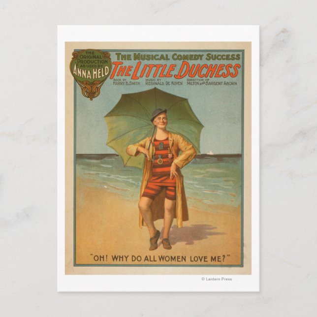 "The Little Duchess" Man on Beach Musical Postcard (Front)