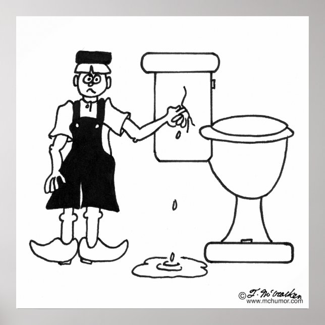 The Little Dutch Boy Stops a Leak in a Toilet Poster (Front)