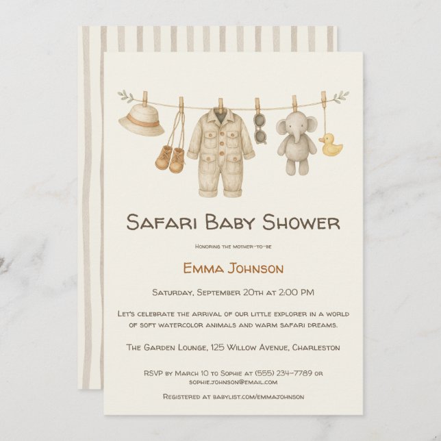 The Little Explorer | Safari Adventure Baby Shower Invitation (Front/Back)