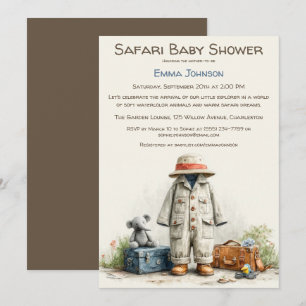 The Little Explorer   Safari Adventure Baby Shower Invitation
