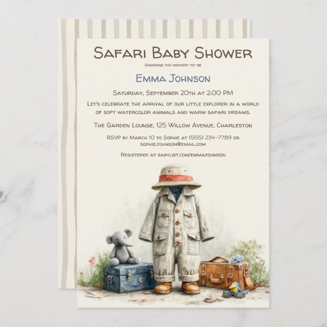 The Little Explorer | Safari Adventure Baby Shower Invitation (Front/Back)