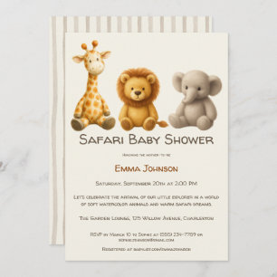 The Little Explorer Safari Friends Baby Shower Invitation
