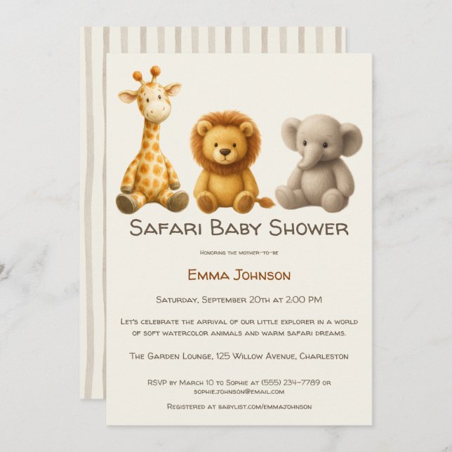 The Little Explorer | Safari Friends Baby Shower Invitation (Front/Back)