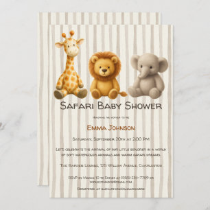The Little Explorer Safari Friends Baby Shower Invitation