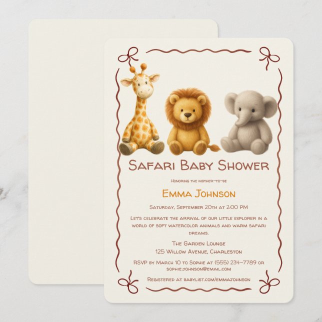 The Little Explorer | Safari Friends Baby Shower Invitation (Front/Back)