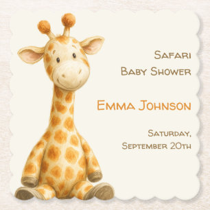 The Little Explorer Safari Friends Baby Shower Paper Coaster