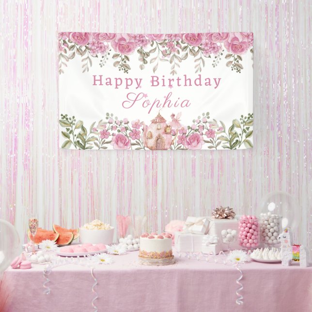 The Little Fairy And Teapot Birthday Banner (Party)