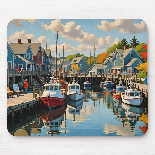 The Little Fishing Village Mouse Mat (Front)