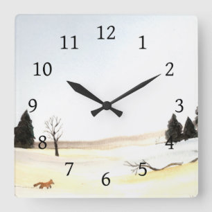 The Little Fox Square Wall Clock