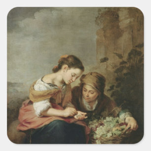 The Little Fruit-Seller, 1670-75 Square Sticker