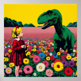 The little girl & the dino poster
