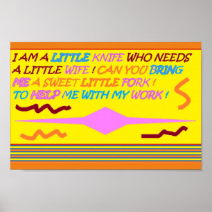 The Little Knife funny poem colours orange lemon Poster