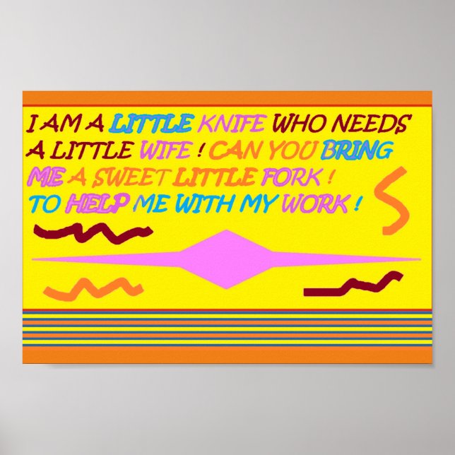 The Little Knife funny poem colours orange lemon Poster (Front)