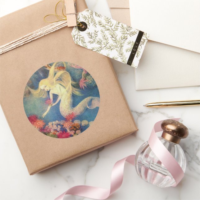 The Little Mermaid by Dorothy Lathrop Classic Round Sticker (Gifting)