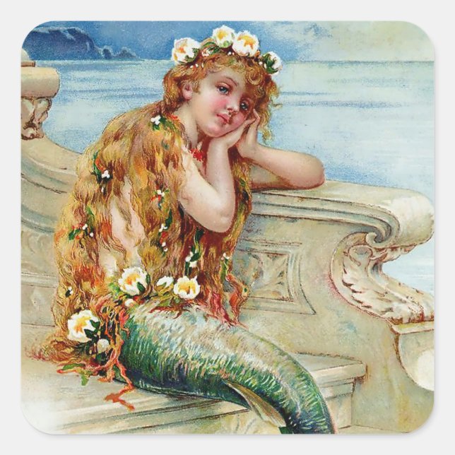 “The Little Mermaid” by E S Hardy Square Sticker (Front)