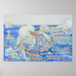 The Little Mermaid - Mermaids Playing in the Surf Poster