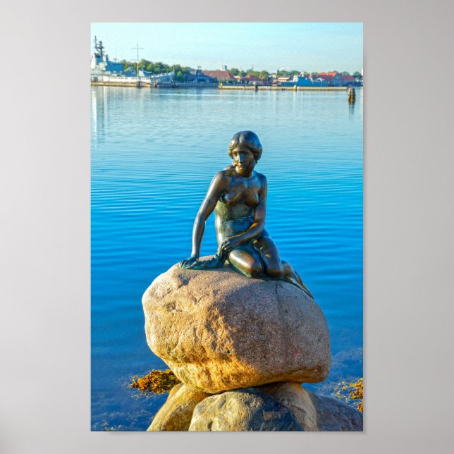 The Little Mermaid Sculpture, Copenhagen, Denmark Poster (Front)