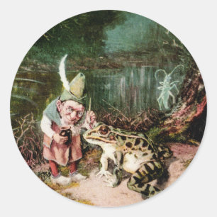 The Little Old Man of the Woods Mural Vintage Classic Round Sticker