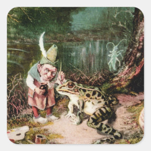 The Little Old Man of the Woods Mural Vintage Post Square Sticker