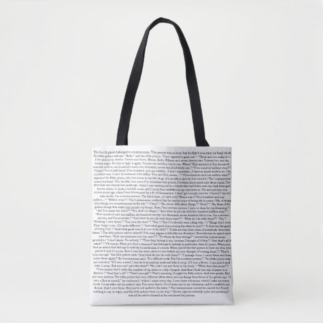 The Little Prince Text Literary Tote Bag (Front)