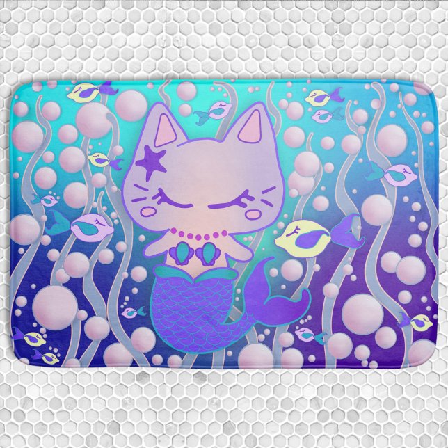 The Little Purrmaid Kawaii Cat Mermaid Bath Mat (Creator Uploaded)