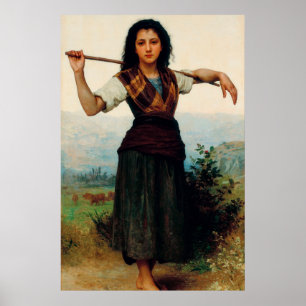 The Little Shepherdess by Bouguereau Poster