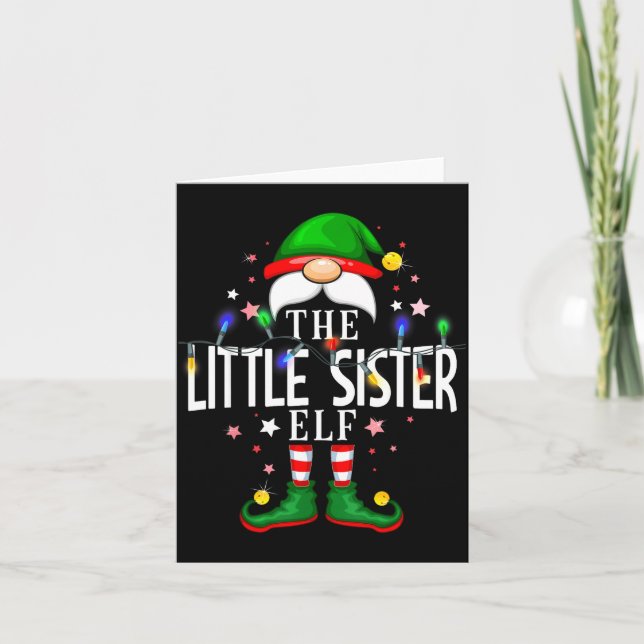 The Little Sister Elf Christmas Family Pajama Part Card (Front)