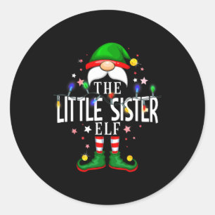 The Little Sister Elf Christmas Family Pajama Part Classic Round Sticker