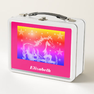 The little sweet pony,rainbow colours personalised metal lunch box