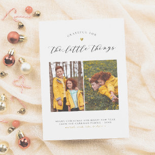The Little Things Gold Heart Two Photos Christmas Holiday Card