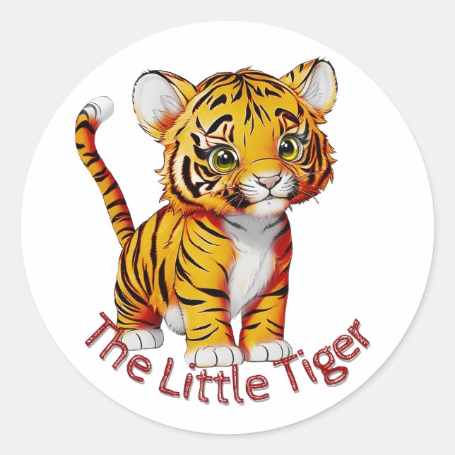The Little Tiger Customizable Nursery Classic Round Sticker (Front)