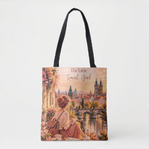 The Little Travel Girl Prague River Shoulder Tote Bag