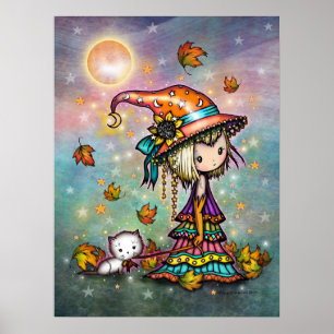 The Little Wanderer Witch and Cat Art Poster