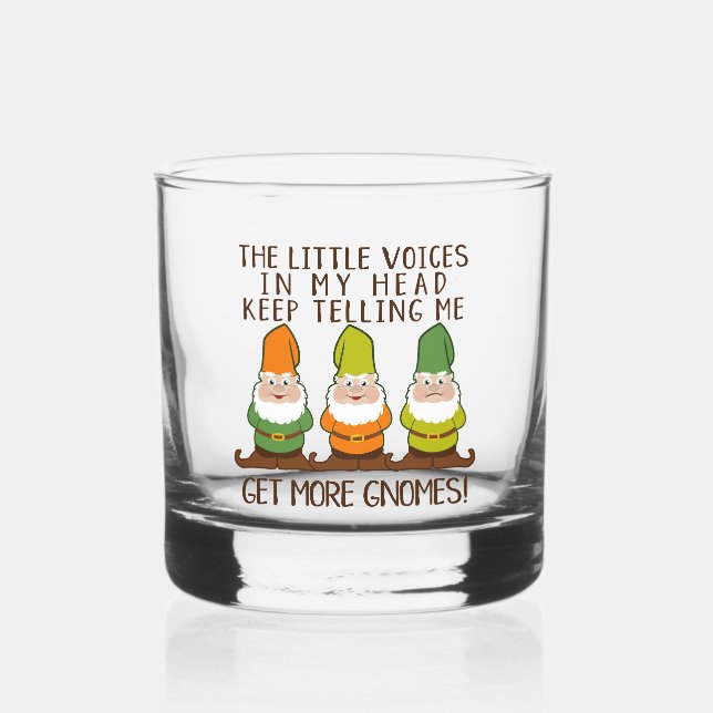 The Littles Voices Get More Gnomes Whiskey Glass (Front)