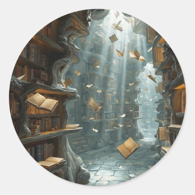 The Living Library Classic Round Sticker (Front)