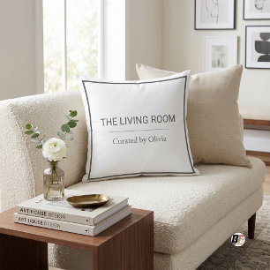 The Living Room Minimalist Typography White Cushion