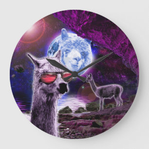 The Llama Moon Large Clock