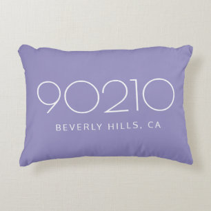 The Location Pastel Purple and White Zip Code Decorative Cushion