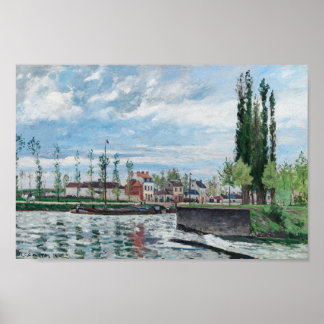 The Lock at Pontoise (1872) by Camille Pissarro Poster
