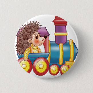the locomotive and the hedgehog 6 cm round badge