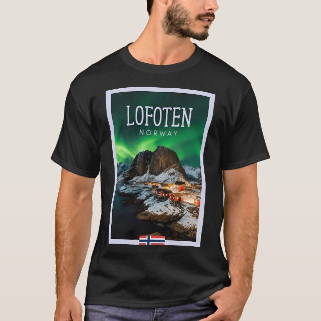 The Lofoten Islands Norway - Night Aurora T-Shirt (Front)