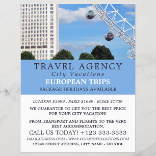 The London Eye, London City, Travel Agency Advert Flyer